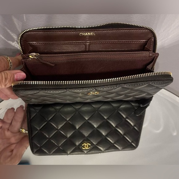 Chanel Matelasse Quilted Lambskin Zip around long Wallet & Box EUC - Picture 7 of 15